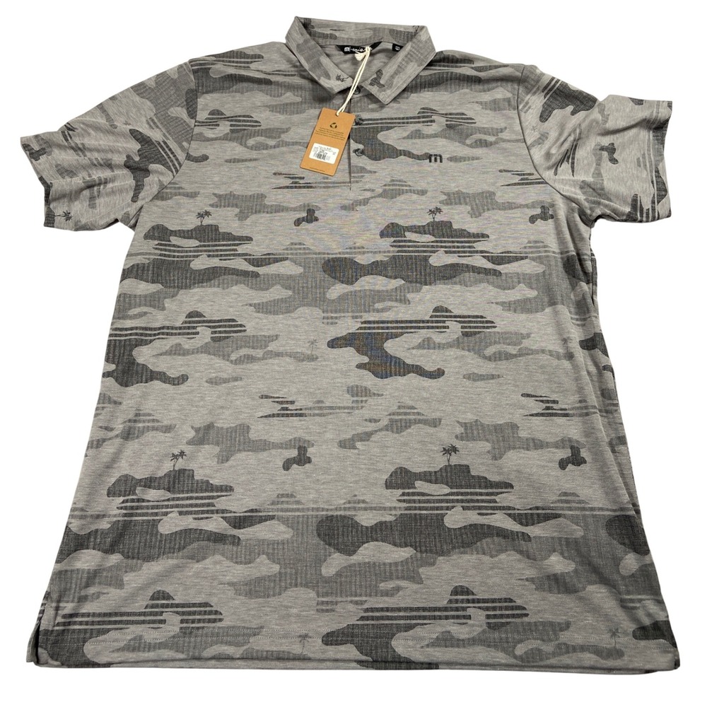 Travis Mathew Polo Shirt Mens 3XL Gray Camo Performance Golf Casual Comfort‎ - Picture 4 of 9